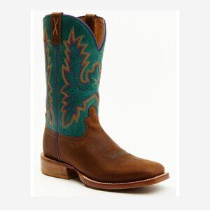 Twisted X Tech X Leather Boots Women's Size 8.5 B Western Cinnamon/Turquoise Tab